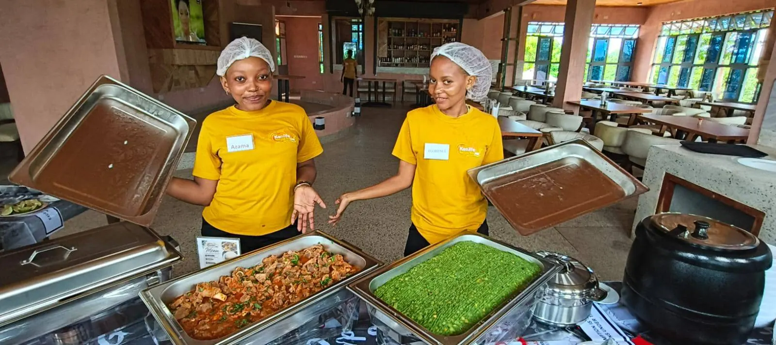 Kenlife Resort service team and buffet food