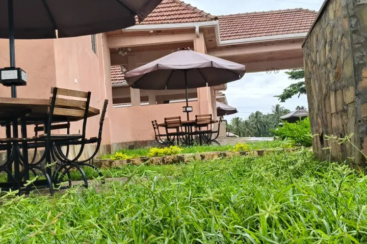 Outdoor tables and garden spaces