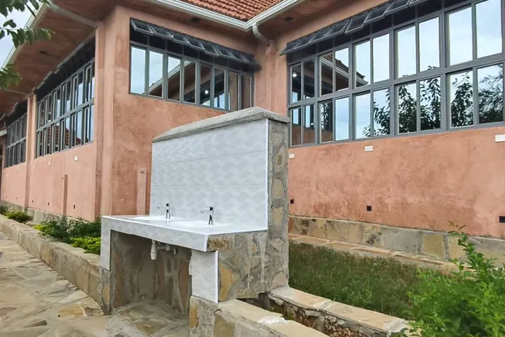 Guest wash station and resort walkway